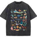 Fish Water Pokemon Retro Collage Vintage Washed T-Shirt | Pokemon Anime