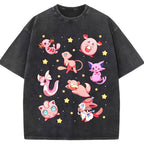 Pink Star Fairy Pokemon Group Cartoon Tee | Pokemon Anime