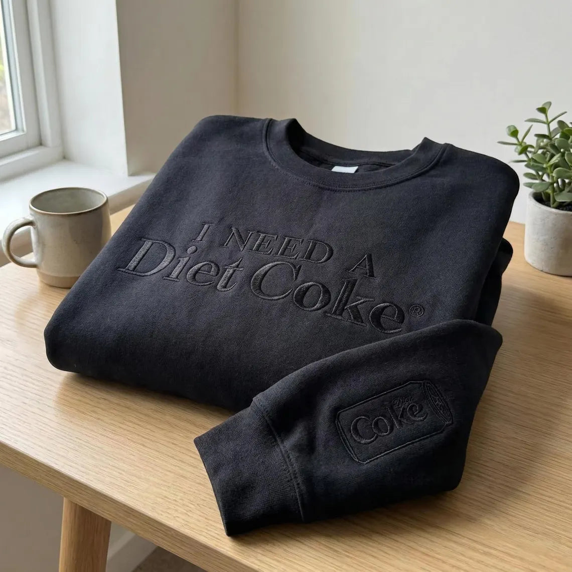 I Need A Diet Coke Embroidered Sweatshirt, Cute Casual Pullover Main image