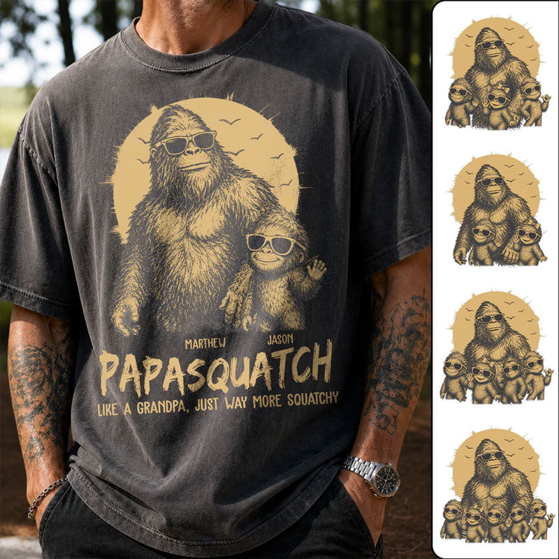 Personalized Papasquatch, Gifts for Dad Funny Papa Tshirt Cool Daddy Bigfoot Tee Secondary image