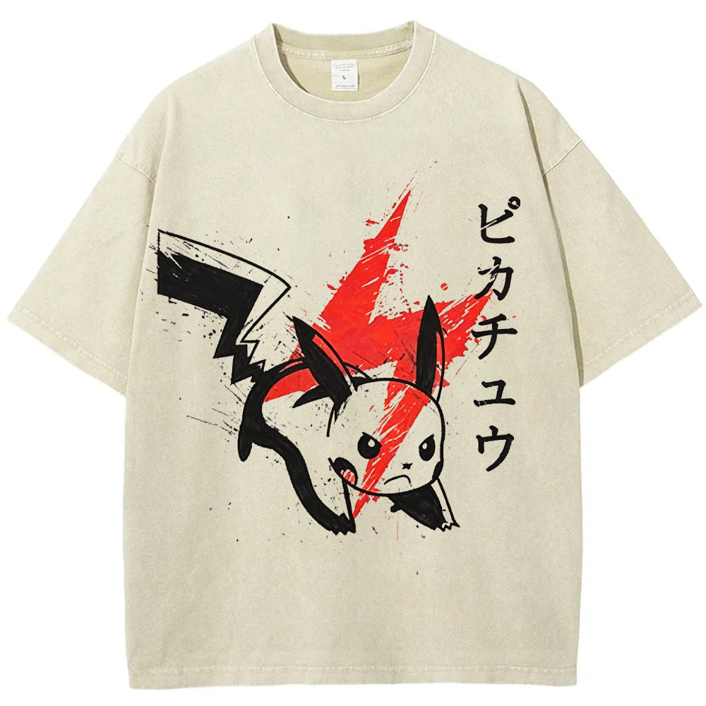 Ink Art Pikachu Splash Graphic Tee | Pokemon Anime