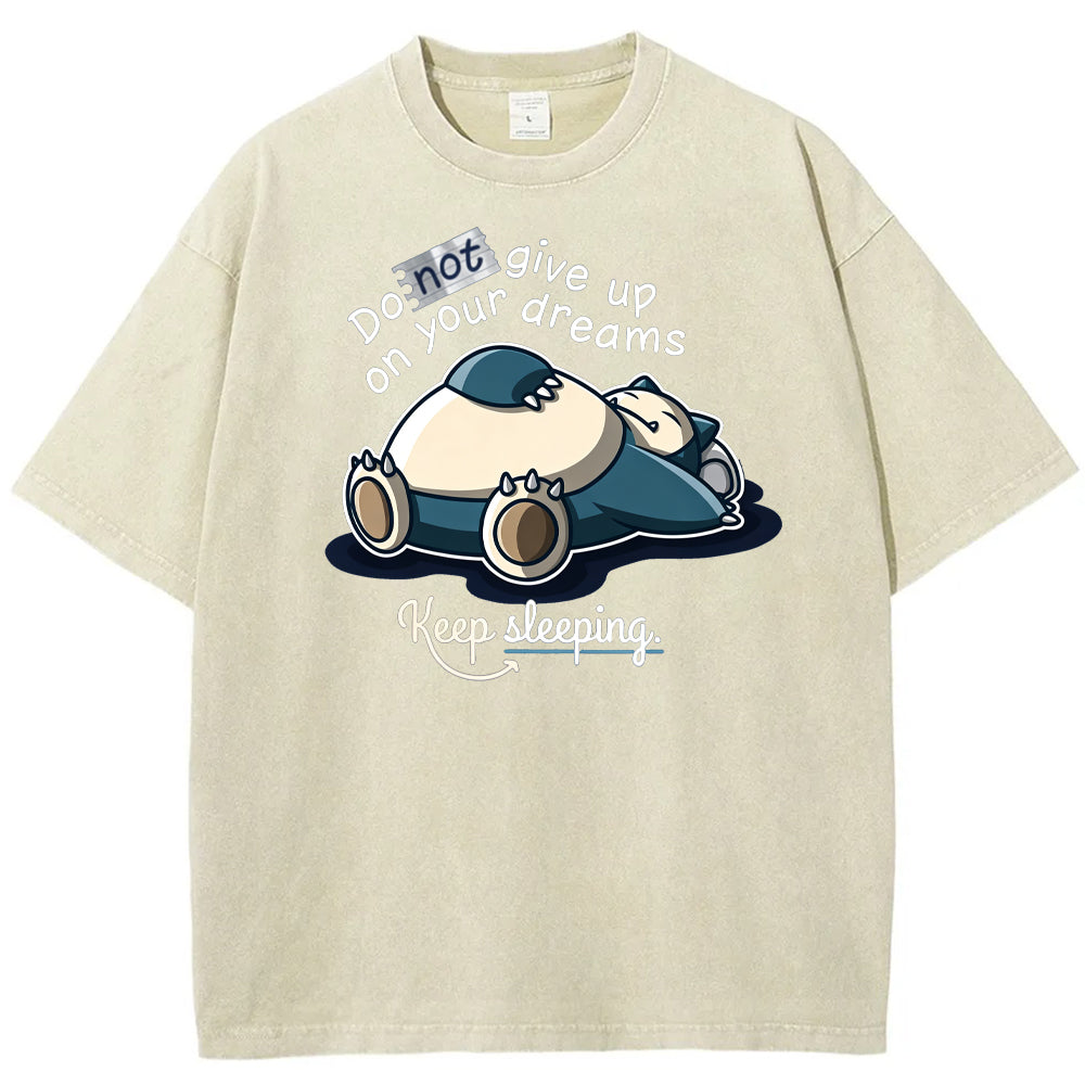Sleepy Snorlax Quote Cartoon Tee | Pokemon Anime