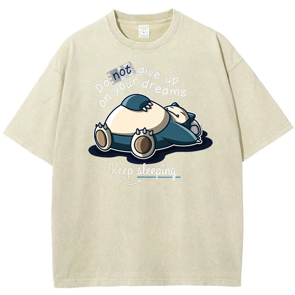 Sleepy Snorlax Quote Cartoon Tee | Pokemon Anime