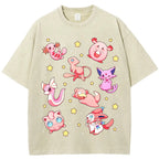 Pink Star Fairy Pokemon Group Cartoon Tee | Pokemon Anime