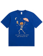 Waiting For Fall Funny Skeleton Halloween Shirt