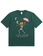 Waiting For Fall Funny Skeleton Halloween Shirt