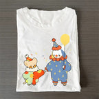 Two Clowns Holding Hands Casual Cotton T-Shirt