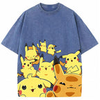Yellow Pikachu Group Selfie Cartoon Tee | Pokemon Anime