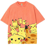Yellow Pikachu Group Selfie Cartoon Tee | Pokemon Anime