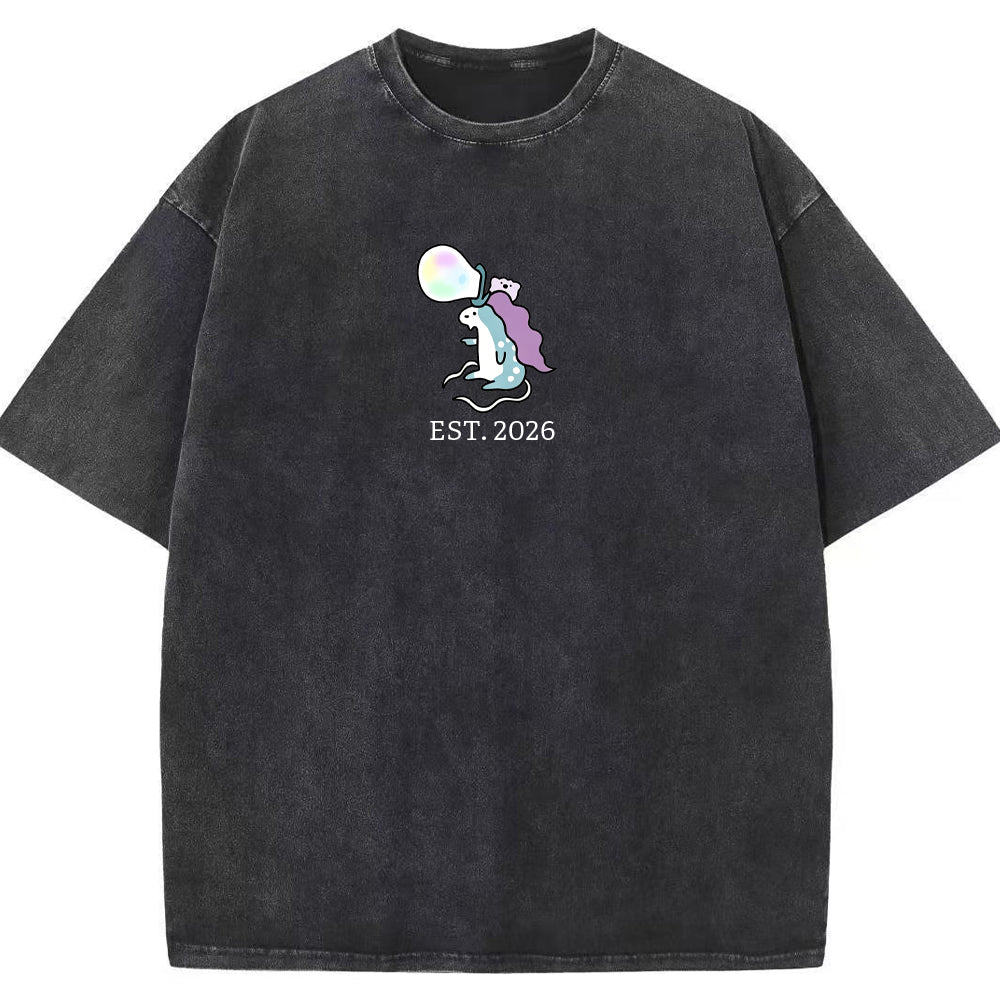 Cute Parent & Kid Horsea Vintage Washed T-Shirt