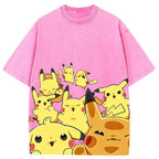 Yellow Pikachu Group Selfie Cartoon Tee | Pokemon Anime