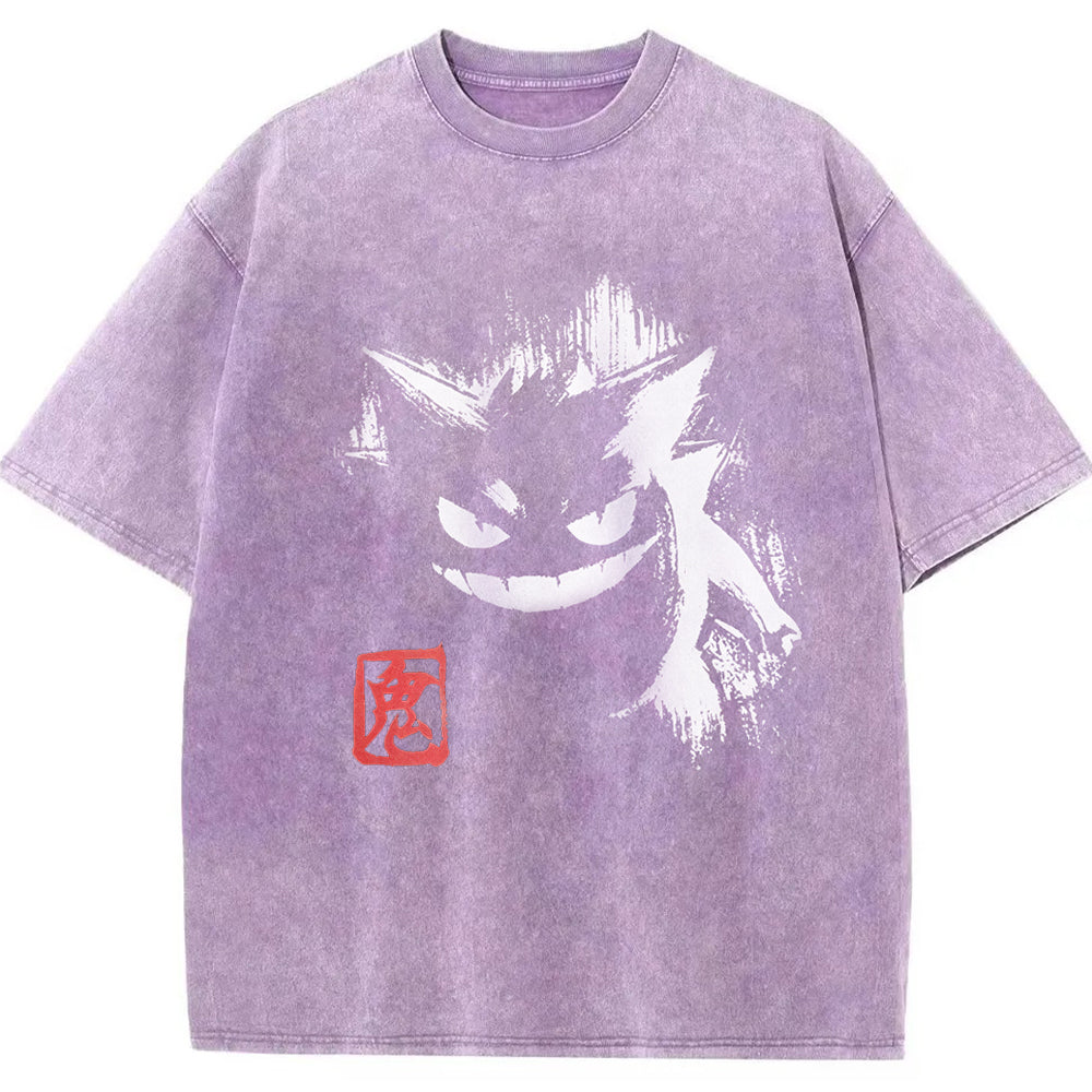 Ink Brush Gengar Stamp Vintage Tee | Pokemon Anime Secondary image