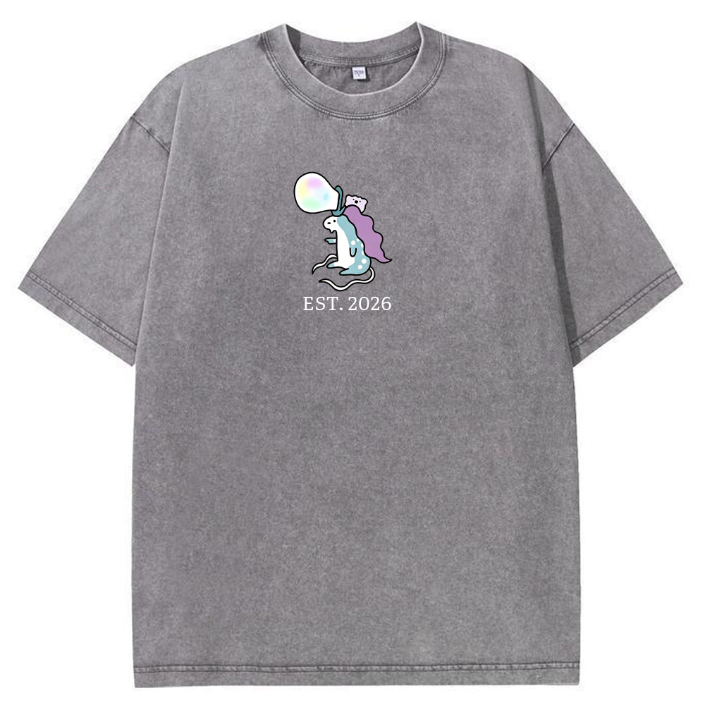 Cute Parent & Kid Horsea Vintage Washed T-Shirt