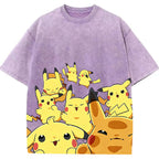 Yellow Pikachu Group Selfie Cartoon Tee | Pokemon Anime