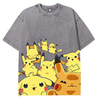 Yellow Pikachu Group Selfie Cartoon Tee | Pokemon Anime