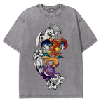 Grunge Sketch Dragon Ghost Group Wash Vintage Tee | Pokemon Anime