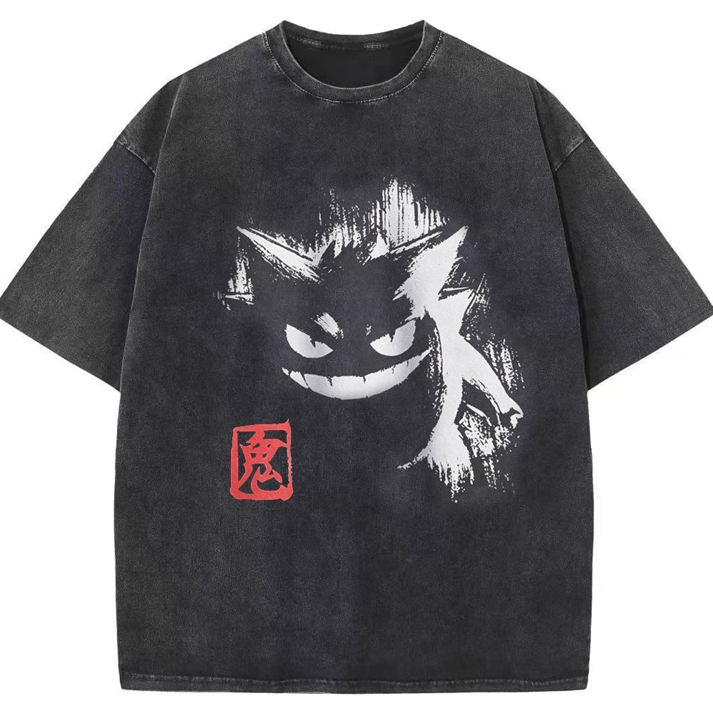 Ink Brush Gengar Stamp Vintage Tee | Pokemon Anime Main image