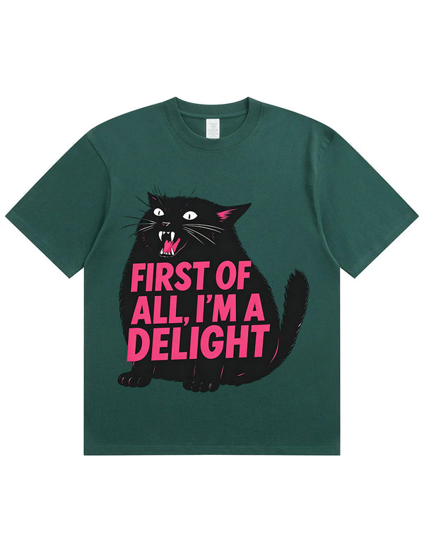 Funny Sarcastic Cat Oversized Casual Tee