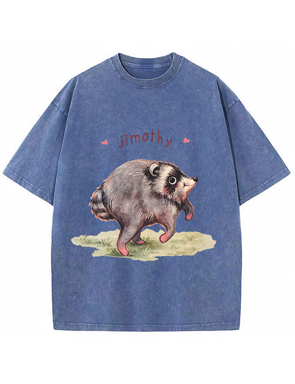 Vintage Washed Custom Name Raccoon Graphic T‑Shirt