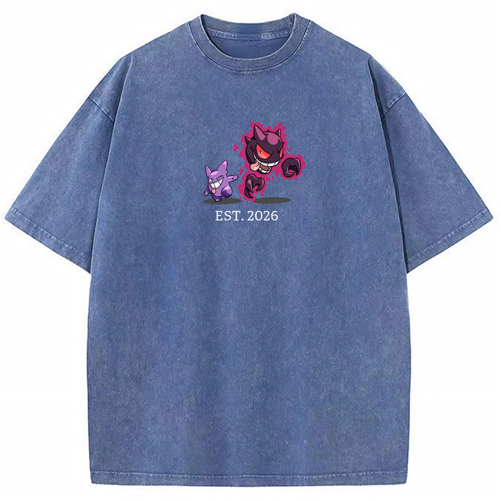 Cute Parent & Kid Haunter Gengar Ghost Vintage Washed T-Shirt