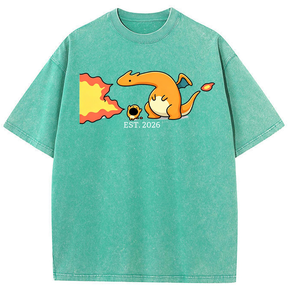 Cute Parent & Kid Charizard Vintage Washed T-Shirt Secondary image