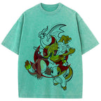 Retro Splash Charizard Evolution Wash Vintage Tee | Pokemon Anime