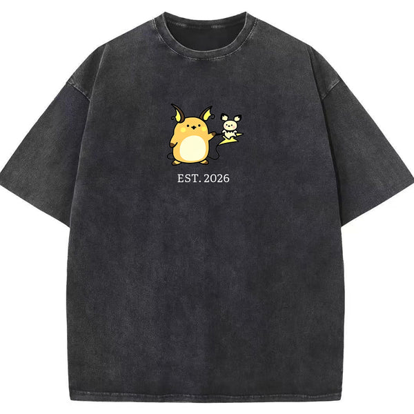 Cute Parent & Kid Raichu Vintage Washed T-Shirt