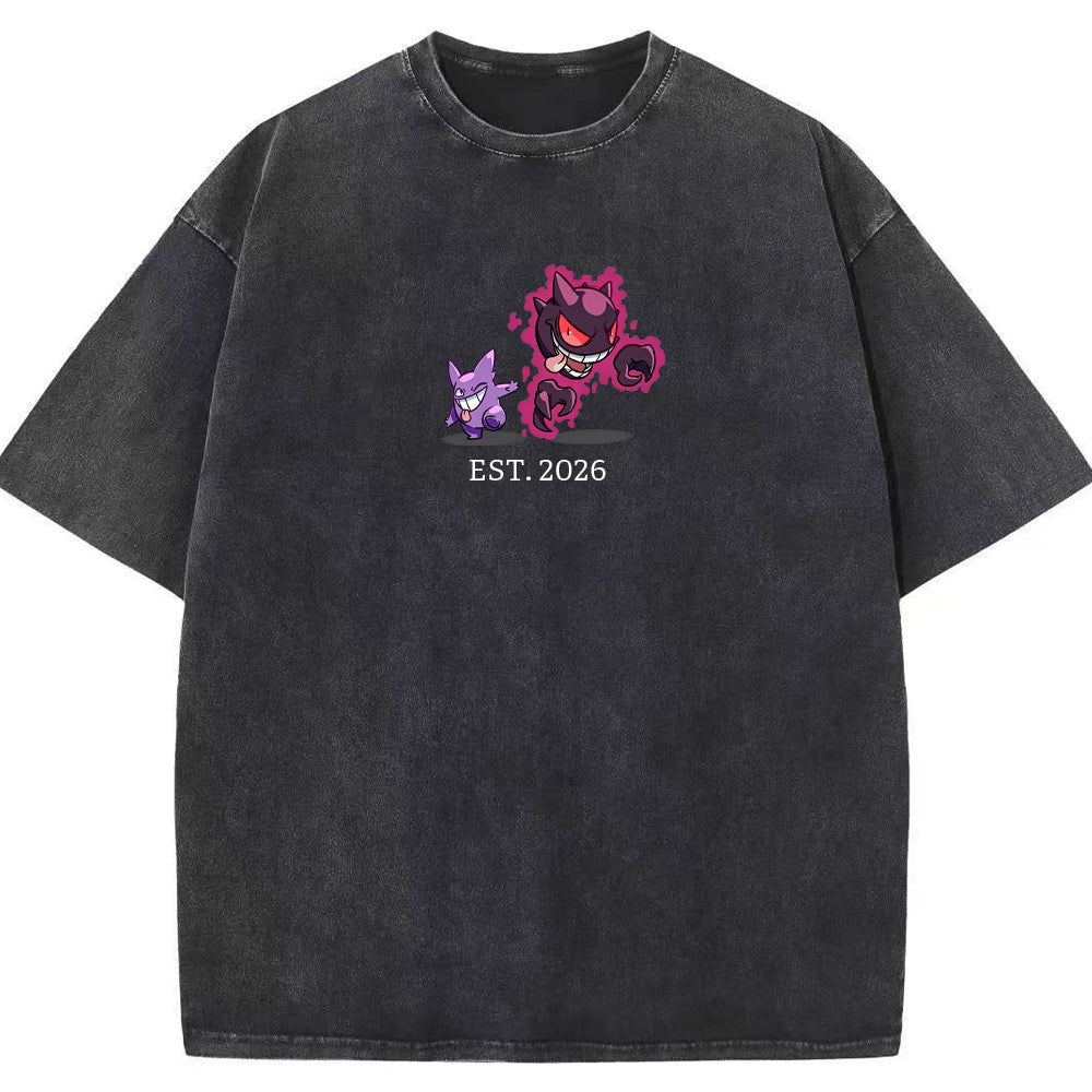 Cute Parent & Kid Haunter Gengar Ghost Vintage Washed T-Shirt