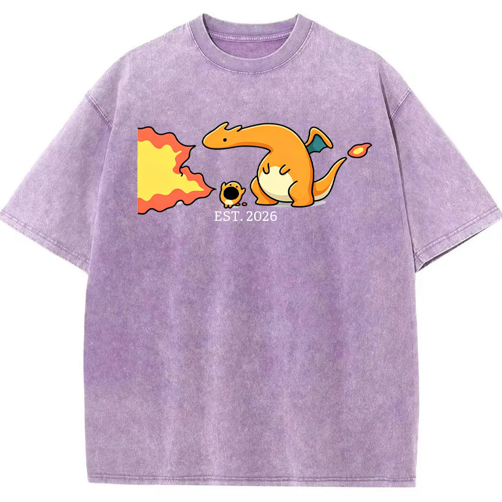 Cute Parent & Kid Charizard Vintage Washed T-Shirt Main image