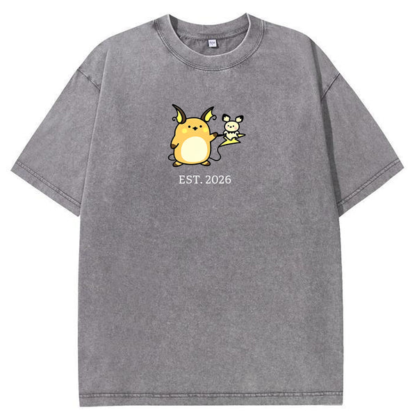 Cute Parent & Kid Raichu Vintage Washed T-Shirt