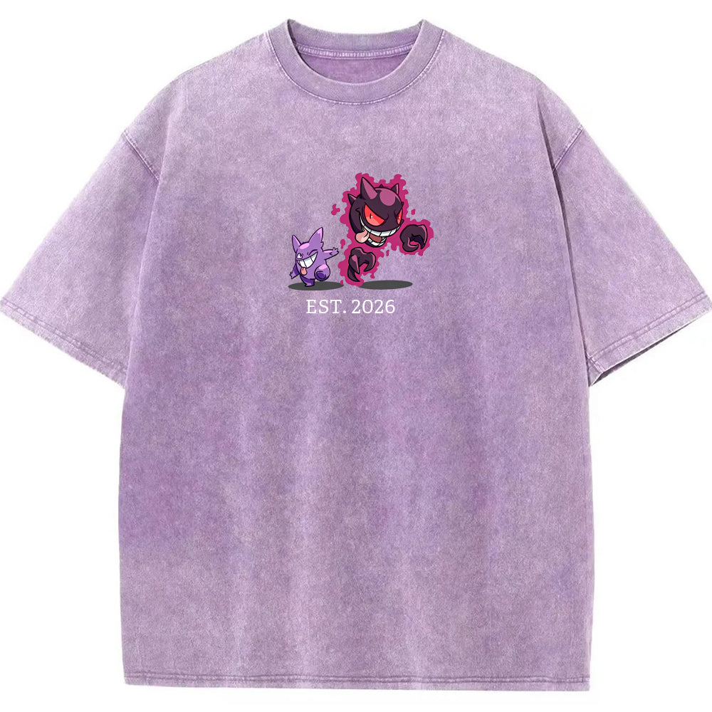 Cute Parent & Kid Haunter Gengar Ghost Vintage Washed T-Shirt