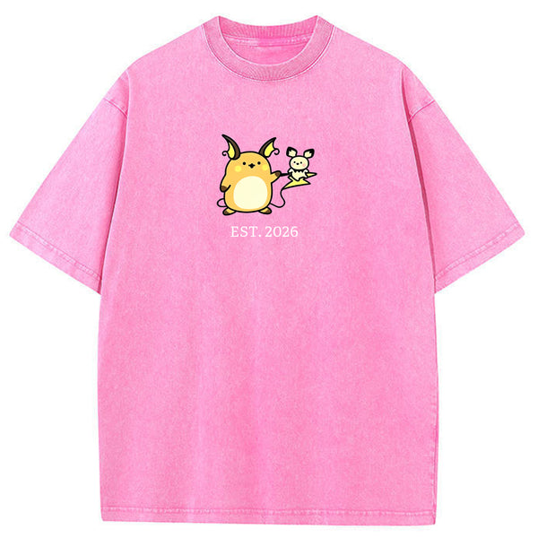 Cute Parent & Kid Raichu Vintage Washed T-Shirt