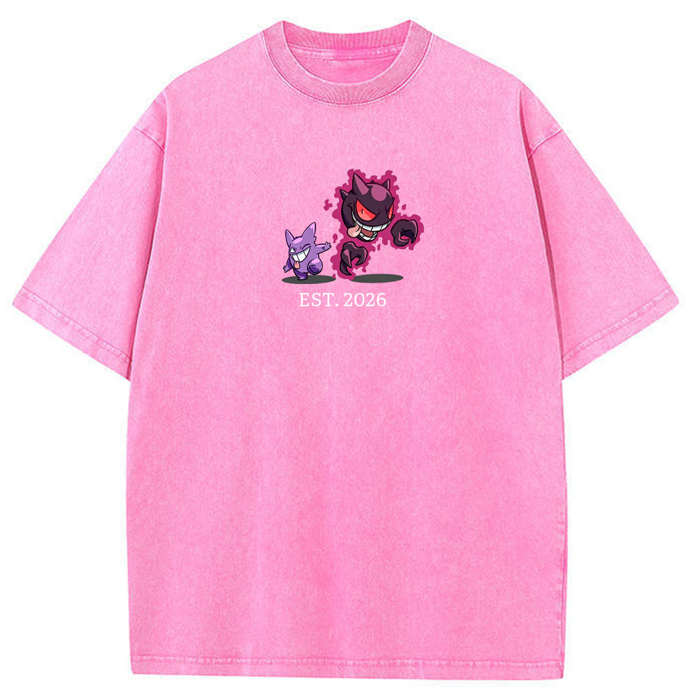 Cute Parent & Kid Haunter Gengar Ghost Vintage Washed T-Shirt
