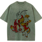 Retro Splash Charizard Evolution Wash Vintage Tee | Pokemon Anime