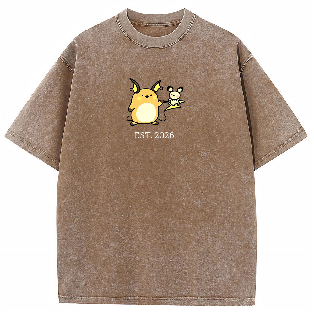Cute Parent & Kid Raichu Vintage Washed T-Shirt Secondary image