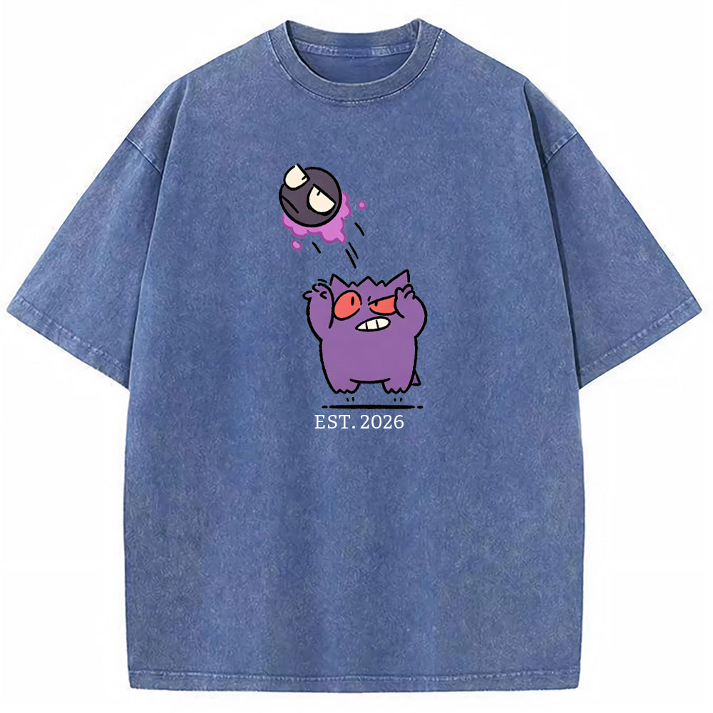 Cute Parent & Kid Gengar Basketball Vintage Washed T-Shirt Secondary image