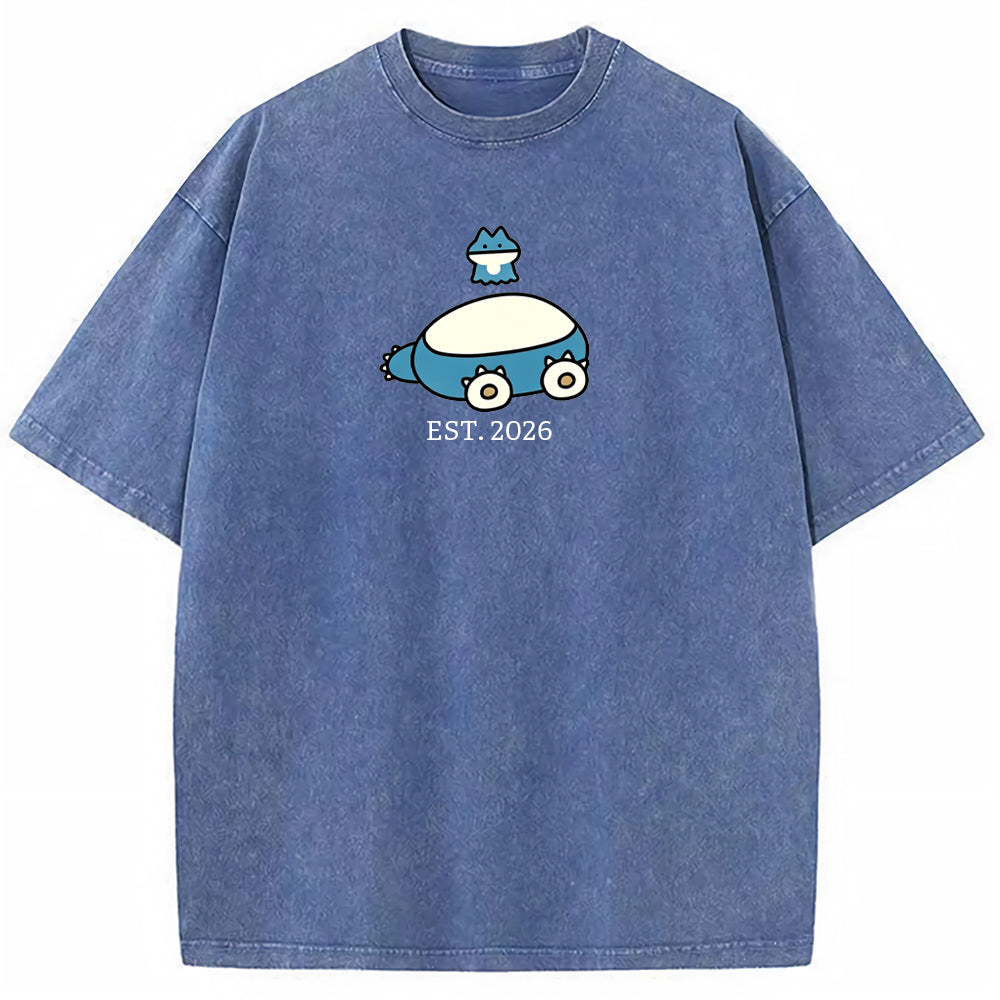Cute Parent & Kid Snorlax Vintage Washed T-Shirt Secondary image