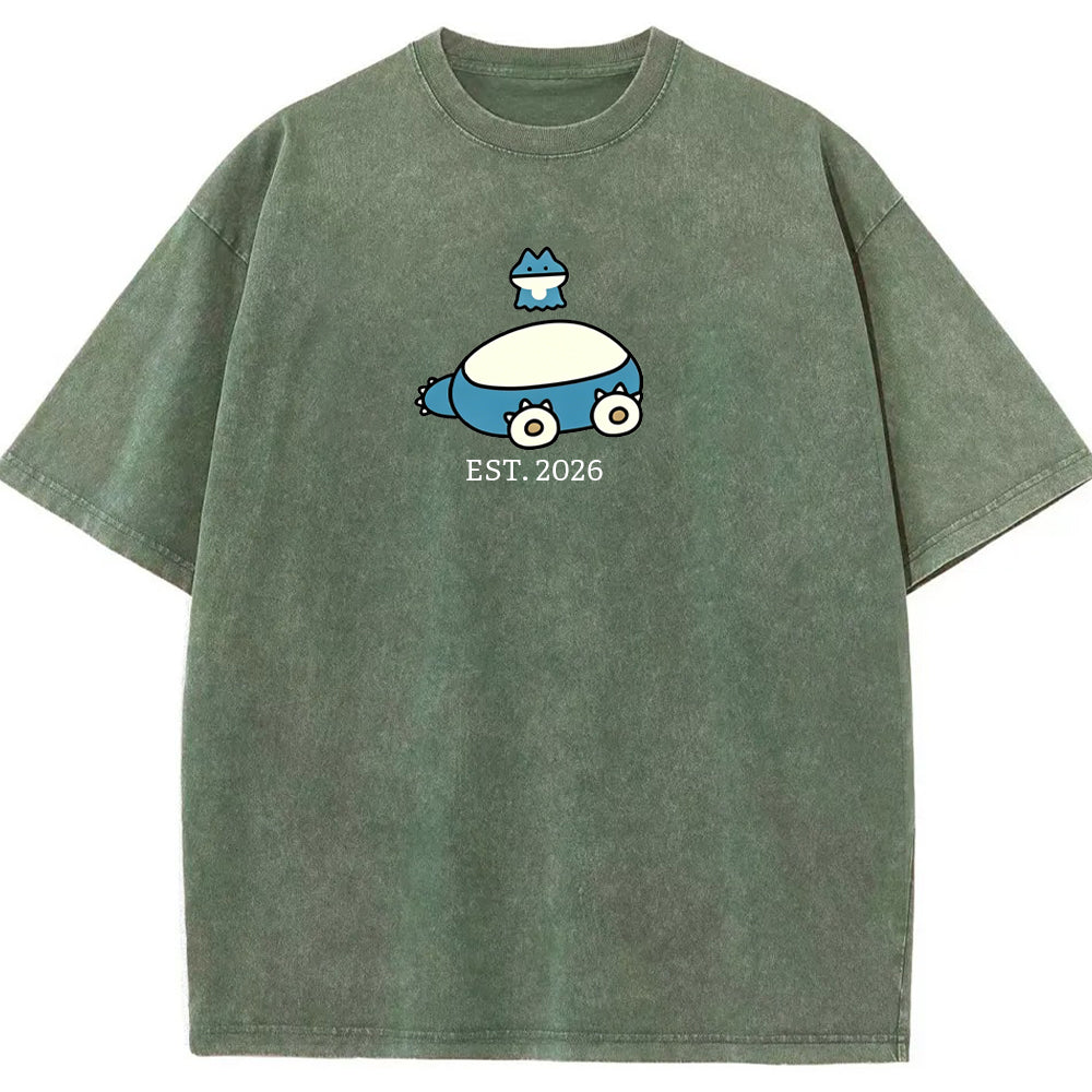 Cute Parent & Kid Snorlax Vintage Washed T-Shirt