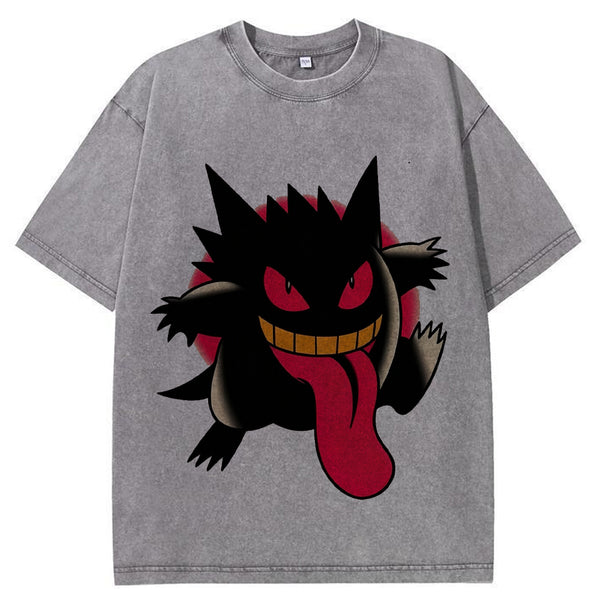 Dark Bold Classic Gengar Wash Vintage Tee | Pokemon Anime