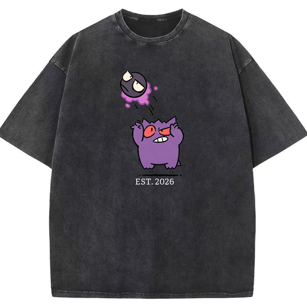 Cute Parent & Kid Gastly Gengar Basketball Vintage Washed T-Shirt