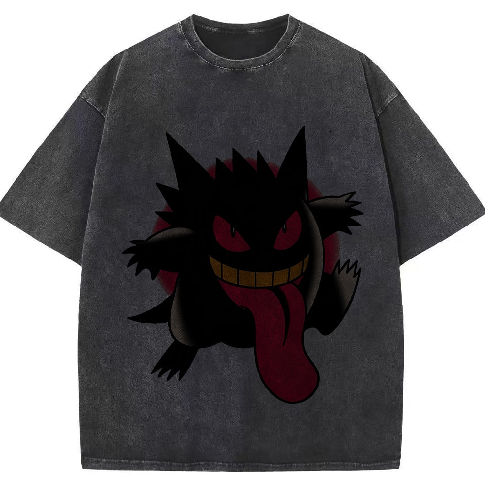 Dark Bold Classic Gengar Wash Vintage Tee | Pokemon Anime