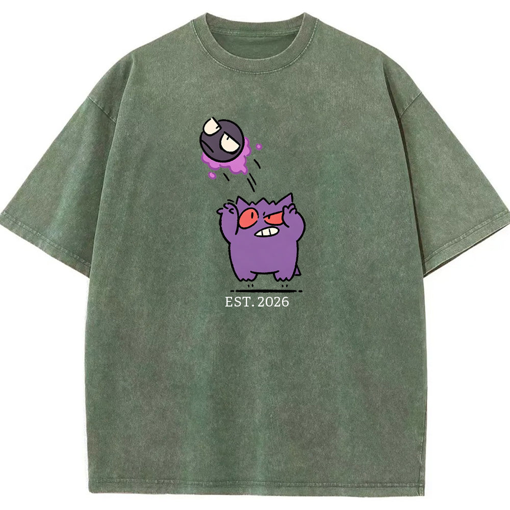 Cute Parent & Kid Gastly Gengar Basketball Vintage Washed T-Shirt