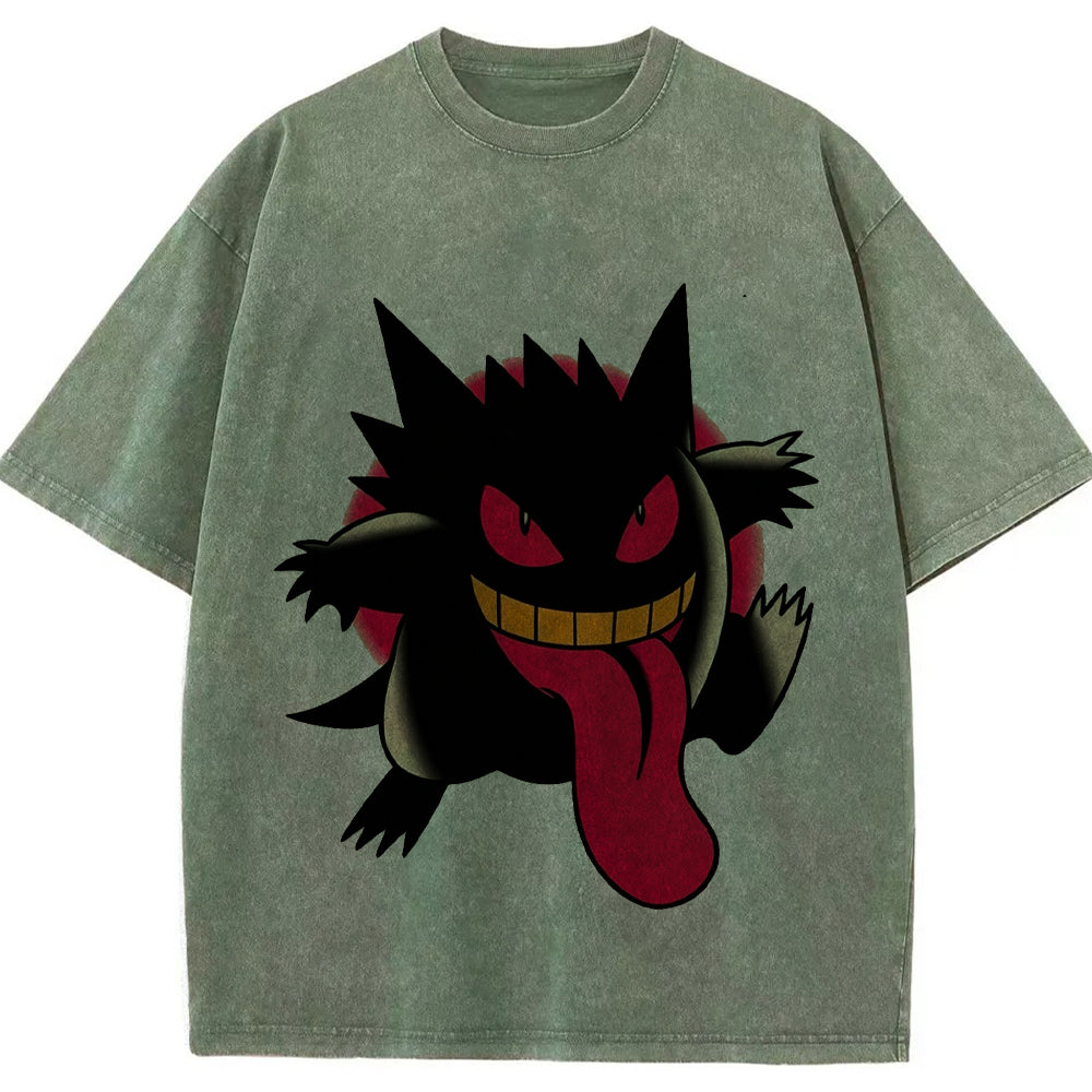 Dark Bold Classic Gengar Wash Vintage Tee | Pokemon Anime