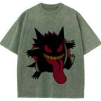 Dark Bold Classic Gengar Wash Vintage Tee | Pokemon Anime