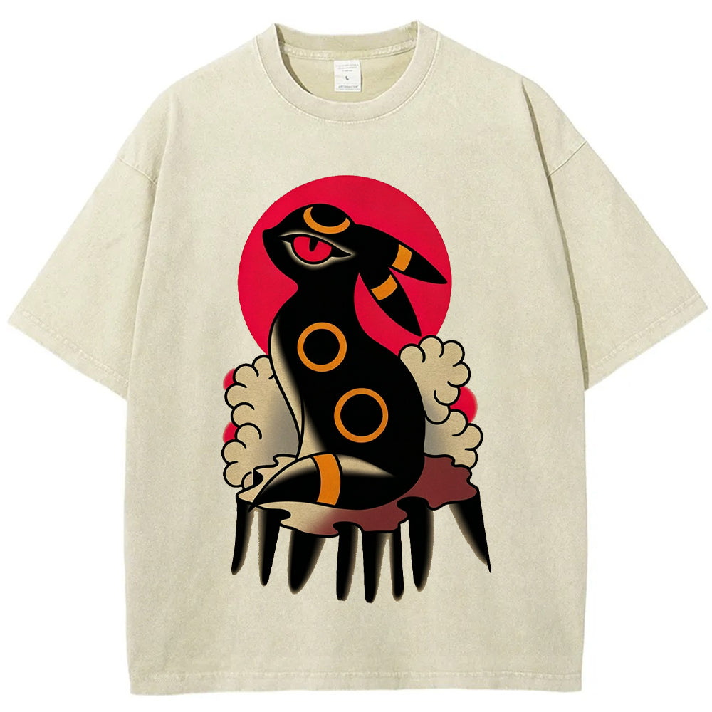 Traditional Bold Umbreon Wash Vintage Tee | Pokemon Anime Secondary image