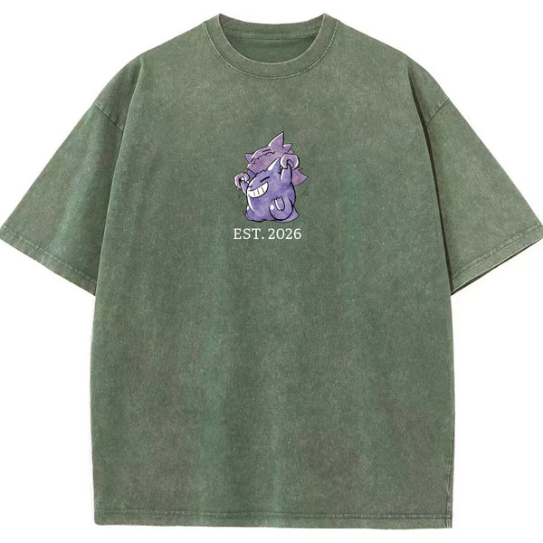 Cute Parent & Kid Haunter Gengar Hug Vintage Washed T-Shirt