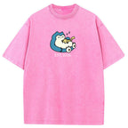 Cute Parent & Kid Snorlax Vintage Washed T-Shirt