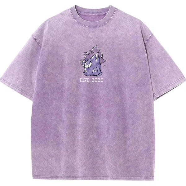 Cute Parent & Kid Haunter Gengar Hug Vintage Washed T-Shirt