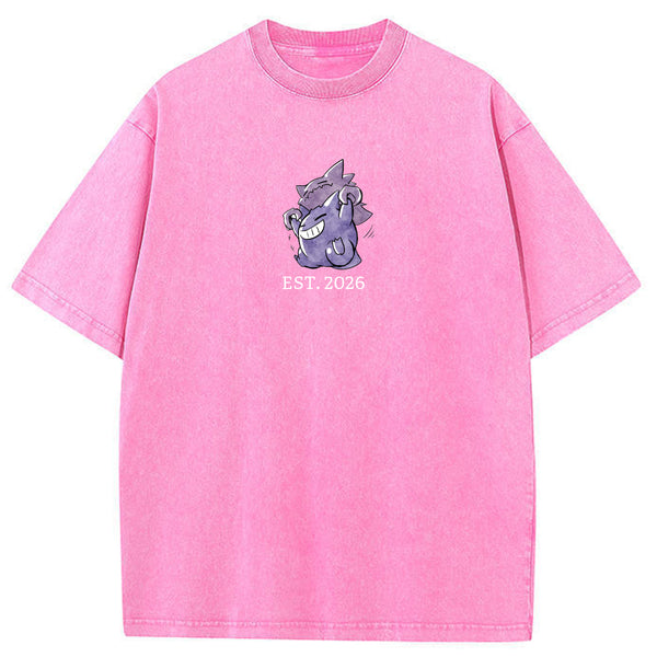 Cute Parent & Kid Haunter Gengar Hug Vintage Washed T-Shirt