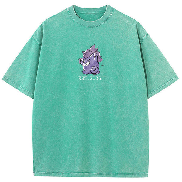 Cute Parent & Kid Haunter Gengar Hug Vintage Washed T-Shirt